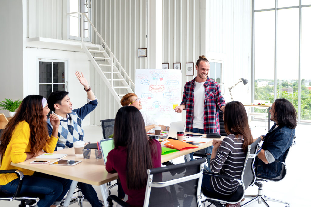 An organization reviewing the implementation of change strategies and integrating them into daily operations