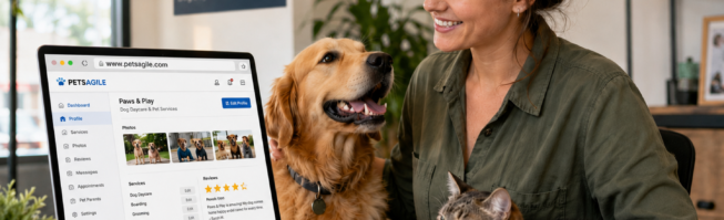 PetsAgile_Pet business owner creating a professional online business profile